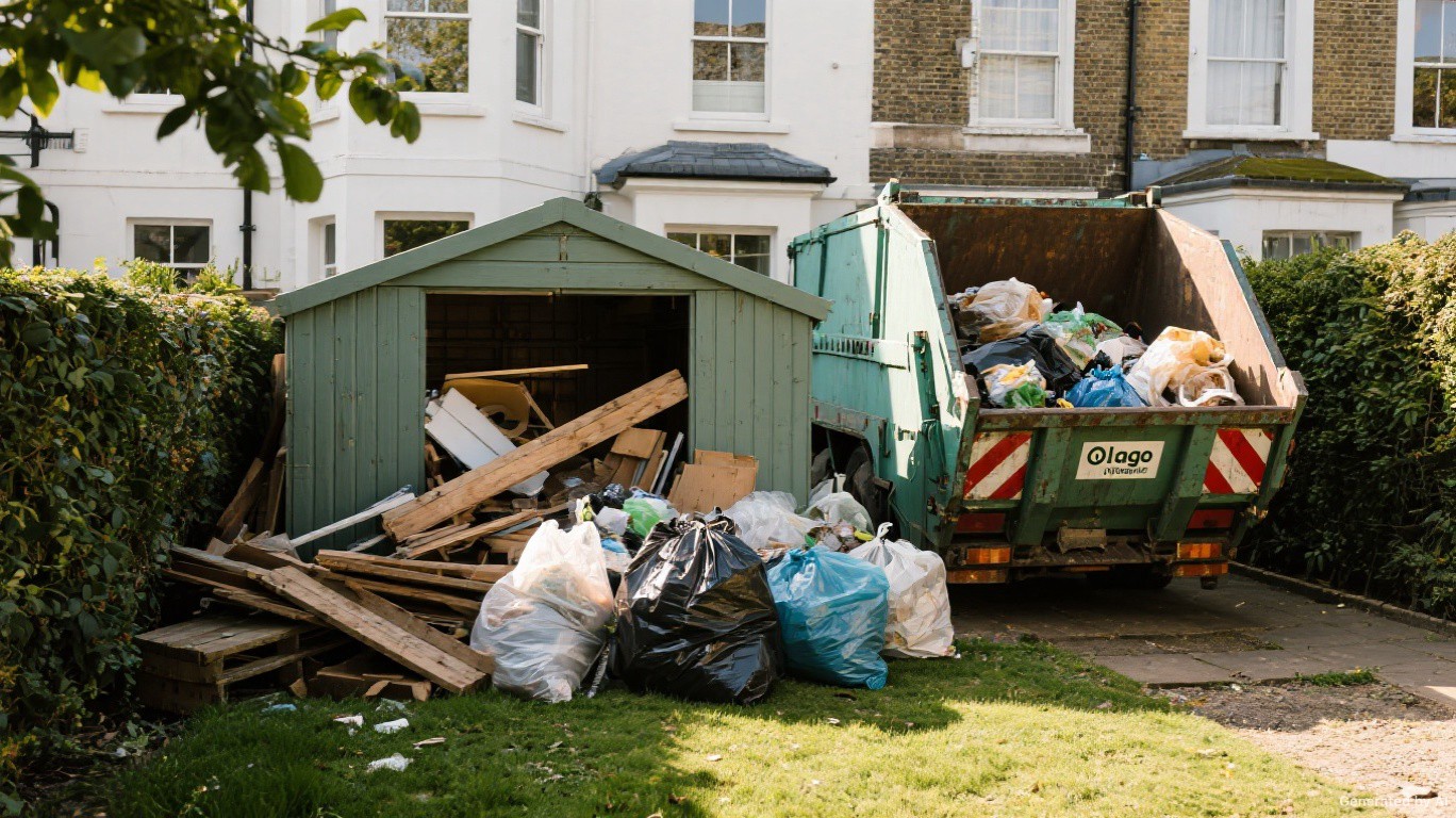 Professional rubbish removal team and van in Kensington